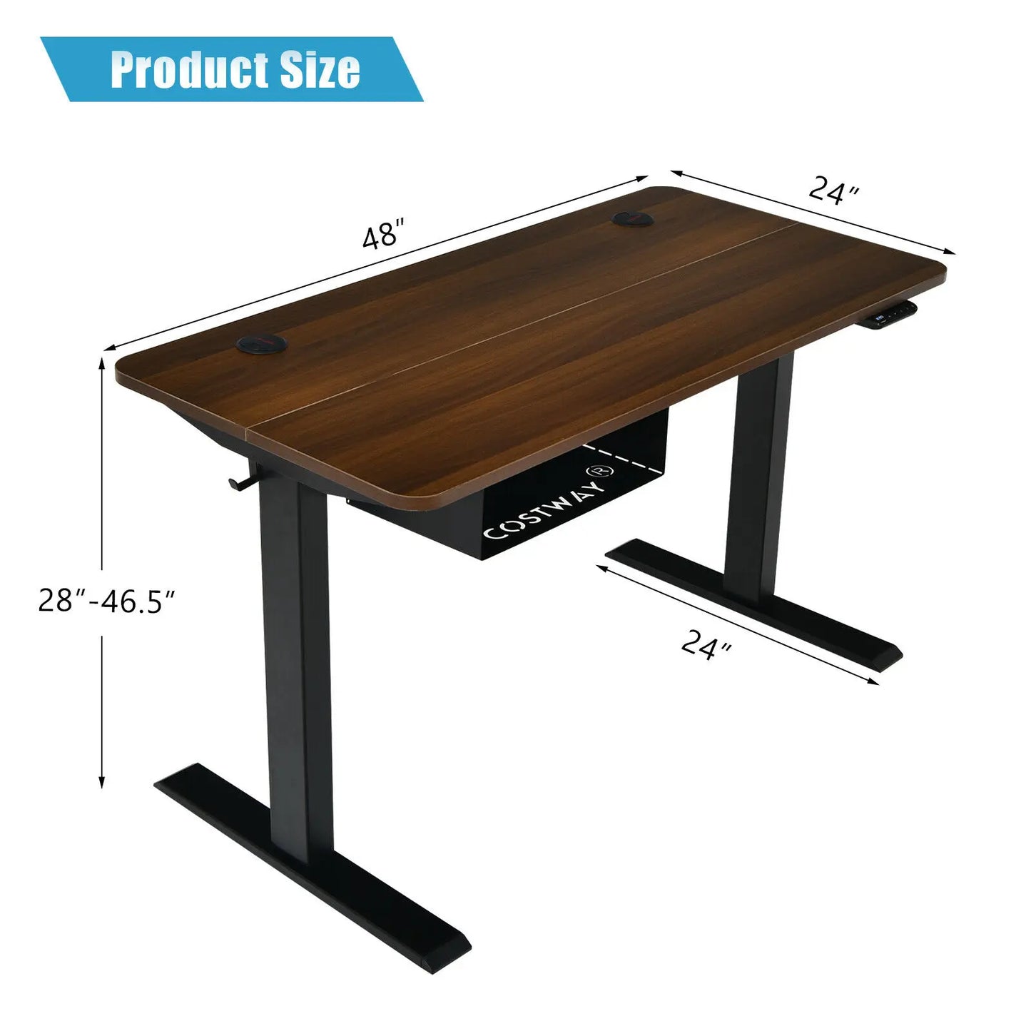 48" Electric Standing Desk Height Adjustable w/Control Panel & USB Port