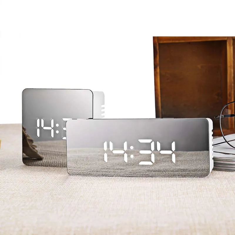 LED Mirror Digital Alarm Clock with Temperature