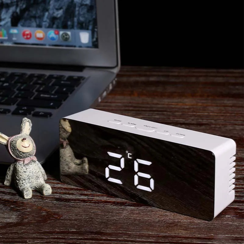 LED Mirror Digital Alarm Clock with Temperature
