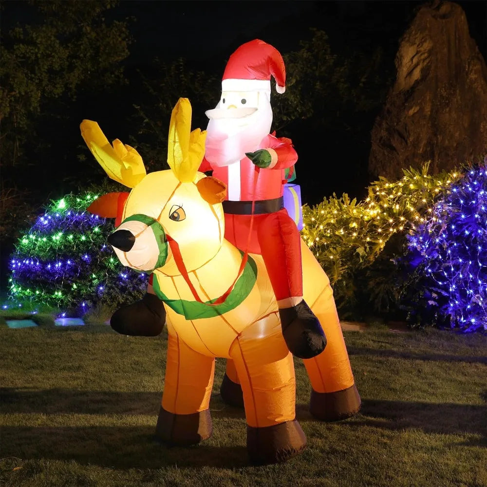 6 Ft Christmas Inflatable Santa with Gift Box & LED Lights