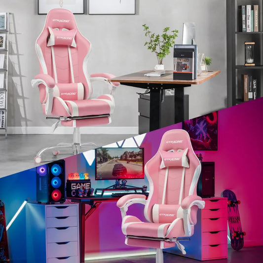 Gaming/Office Chair with Footrest, Adjustable Height, and Reclining