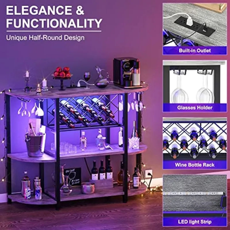 LED Floor Table for Liquor Glass Holder Wine Rack