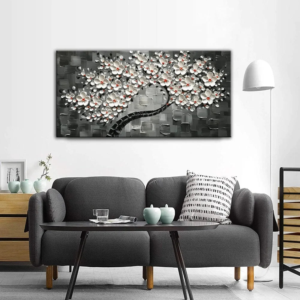 3D Hand-Painted Flowers Contemporary Oil Painting