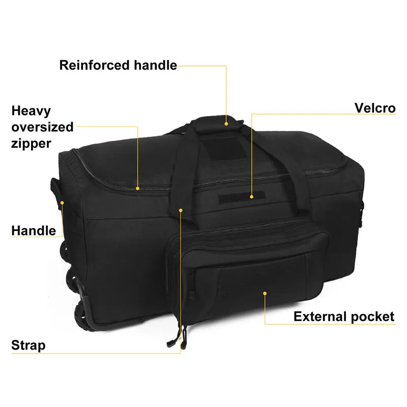 Large Capacity Military Tactical Rolling Duffel Bag