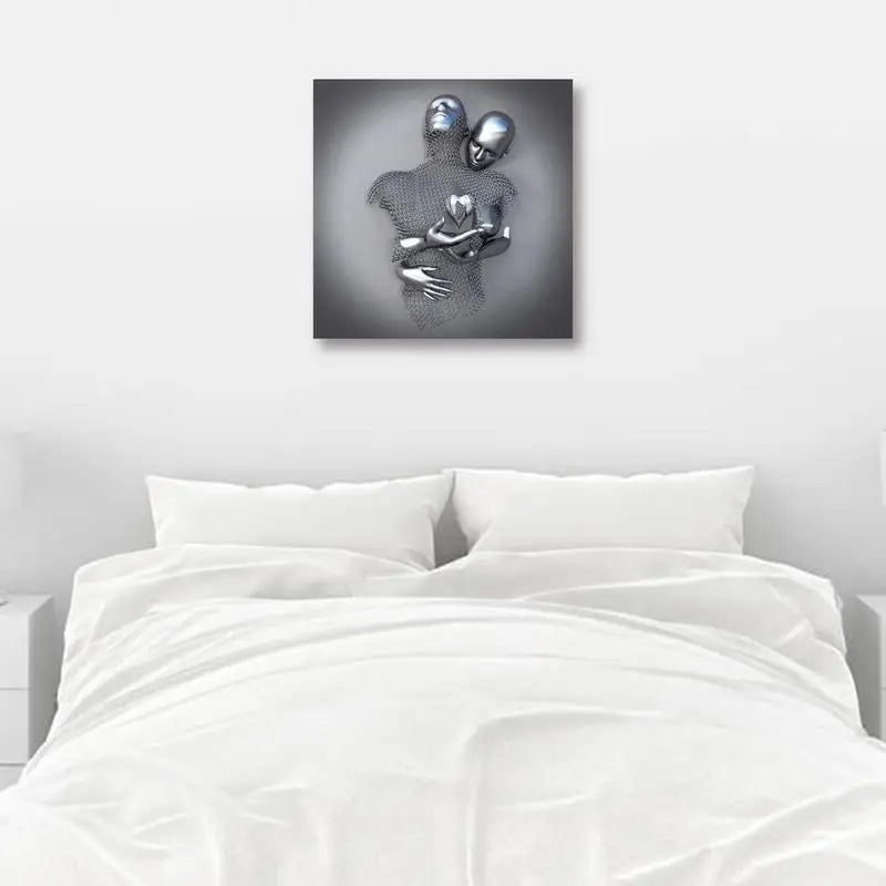 3D Abstract Metal Figure Statue Art Canvas Painting
