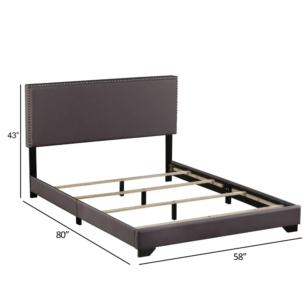 Upholstered Full Size Charcoal Platform Bed