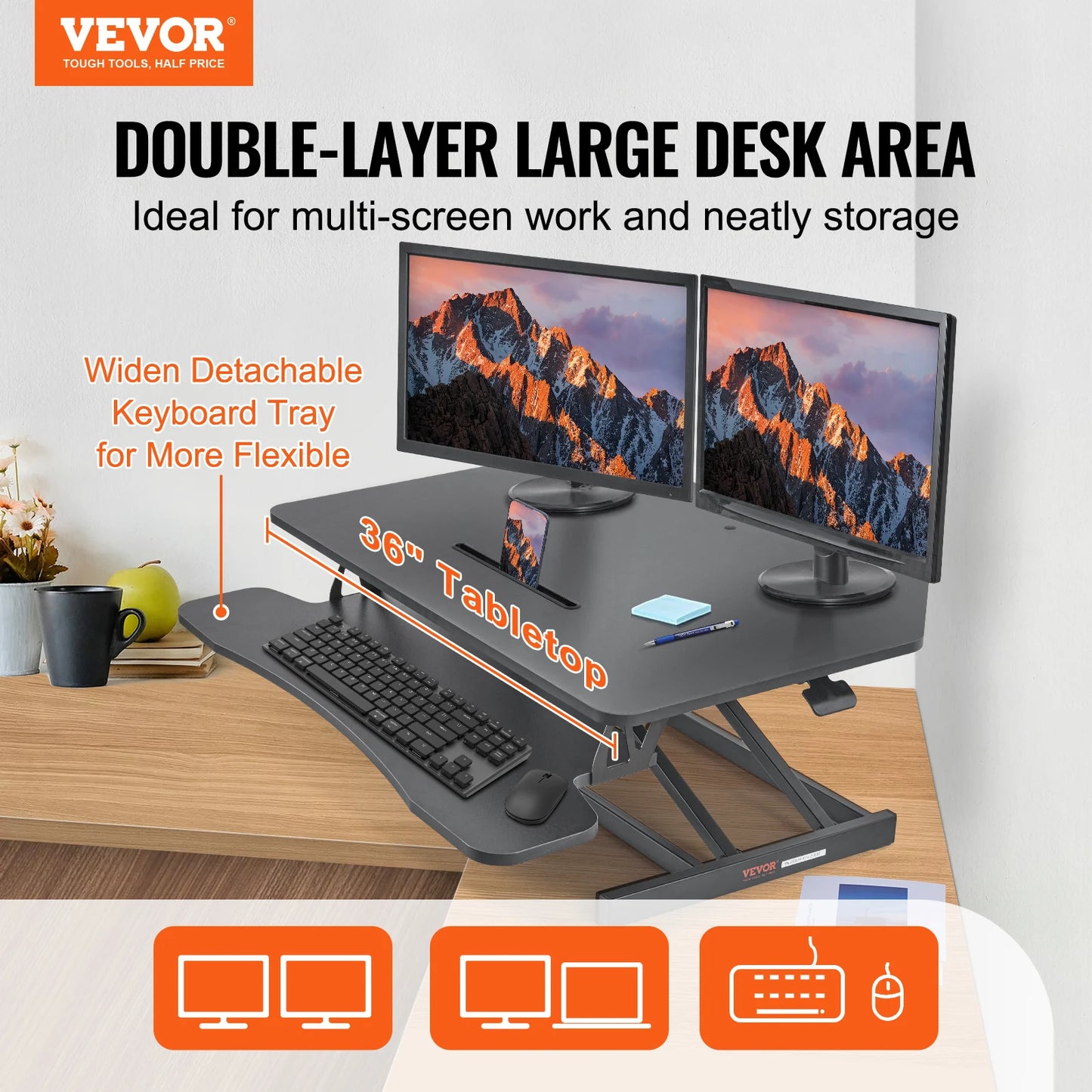 Double-Layer Adjustable Standing Desk