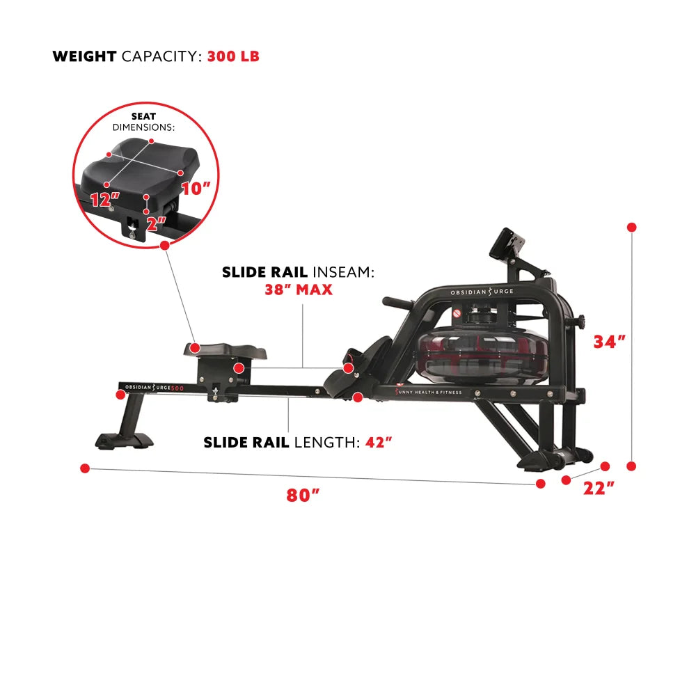Water Rowing Machine Rower  with LCD Display