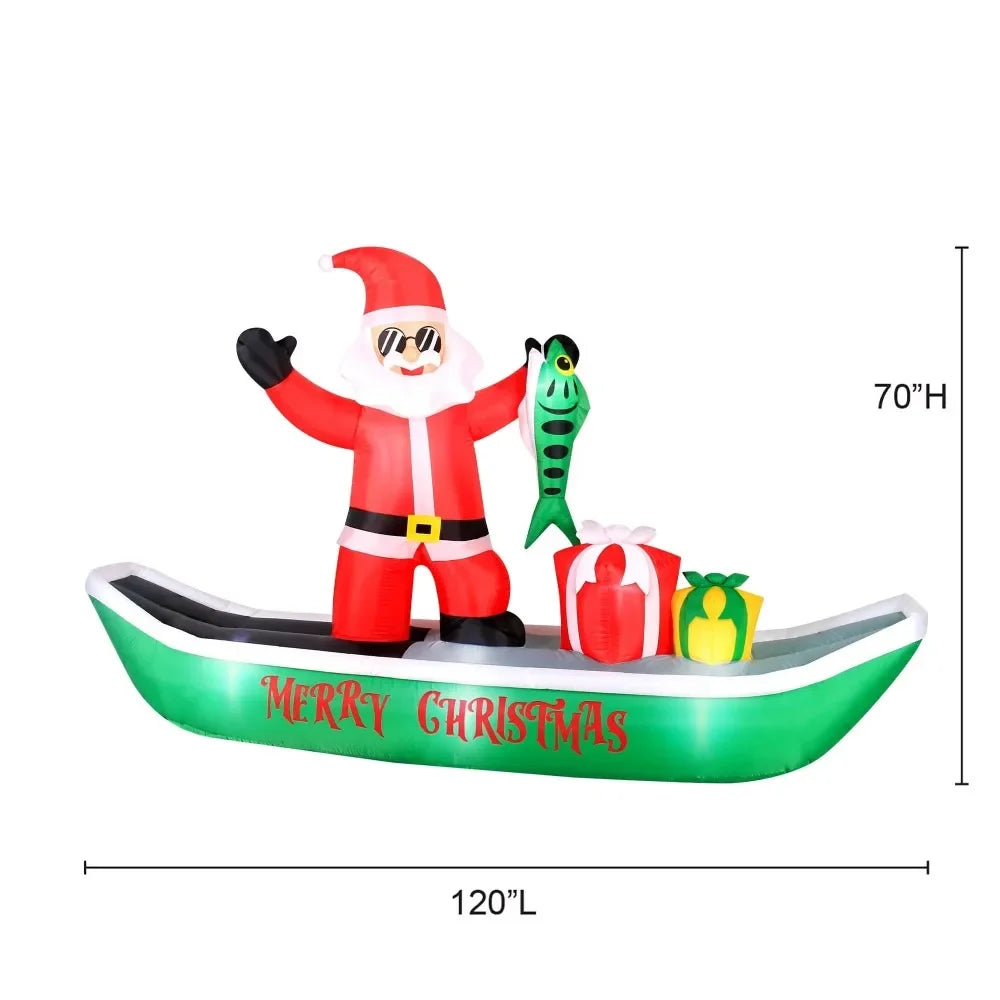 10Ft Tall Fishing Santa Inflatable Christmas Decoration