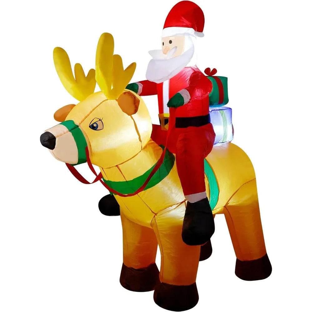 6 Ft Christmas Inflatable Santa with Gift Box & LED Lights