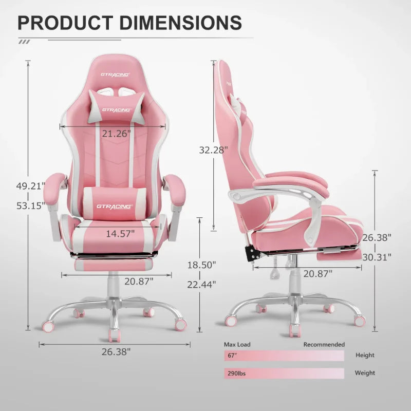 Gaming/Office Chair with Footrest, Adjustable Height, and Reclining