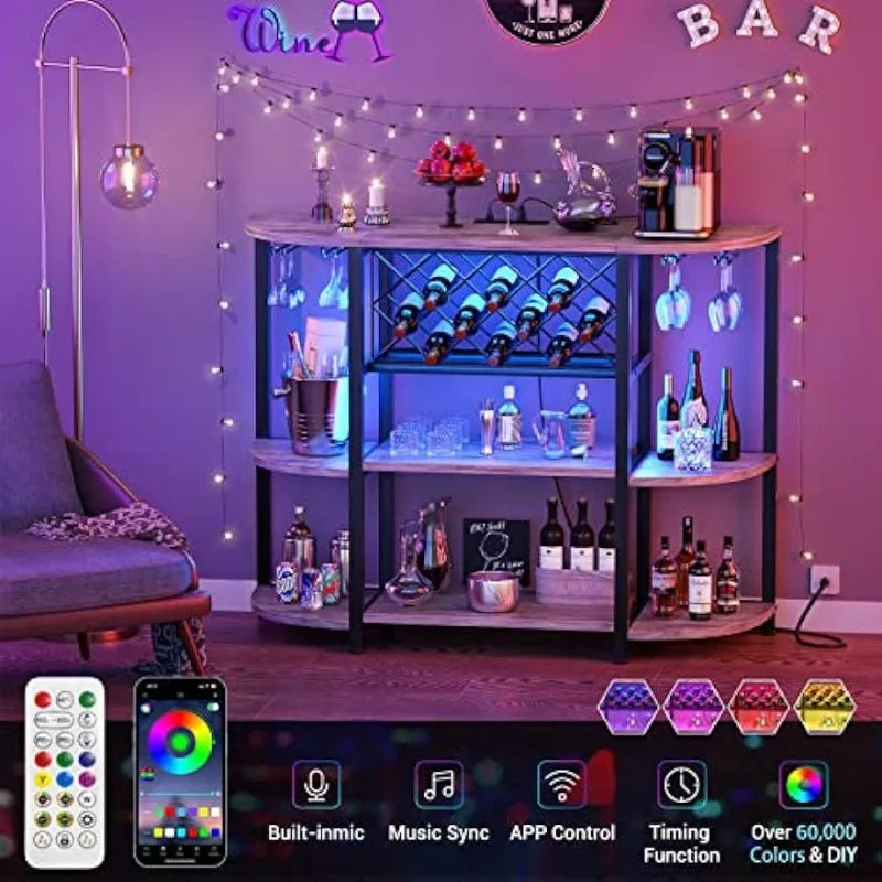 LED Floor Table for Liquor Glass Holder Wine Rack