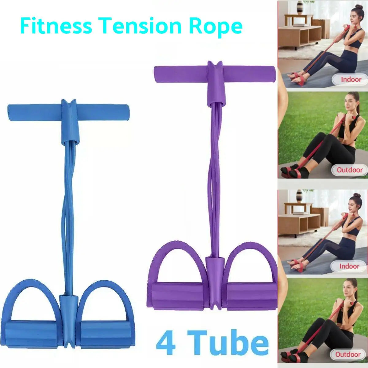 4 Resistance Bands Elastic Pull Ropes