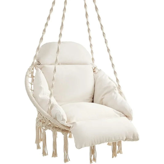 Hanging Hammock Chair with Large, Thick Cushion