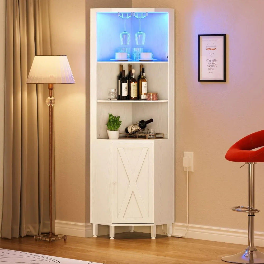 5 Tier Corner Shelf with Wine Glass Holder