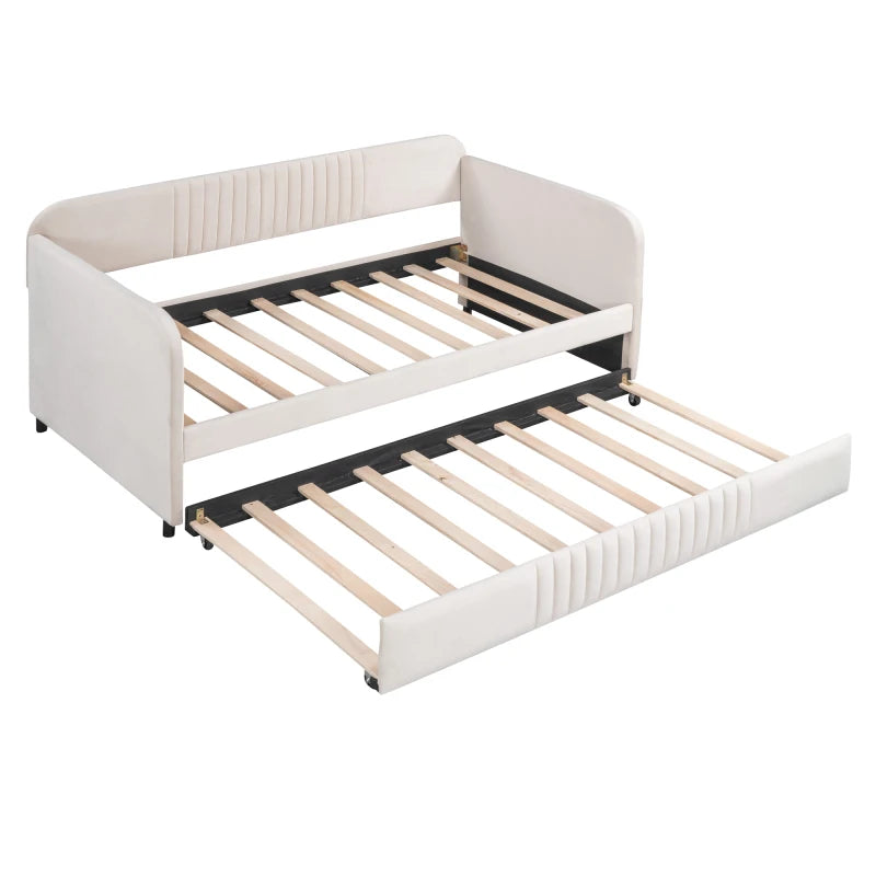Upholstered Twin Size Daybed Sofa With Trundle Bed