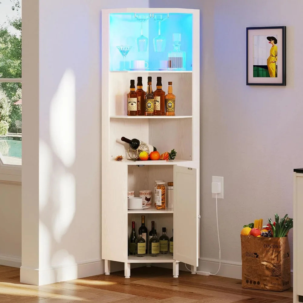 5 Tier Corner Shelf with Wine Glass Holder