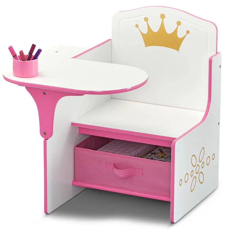 Princess Crown Chair Desk with Storage Bin